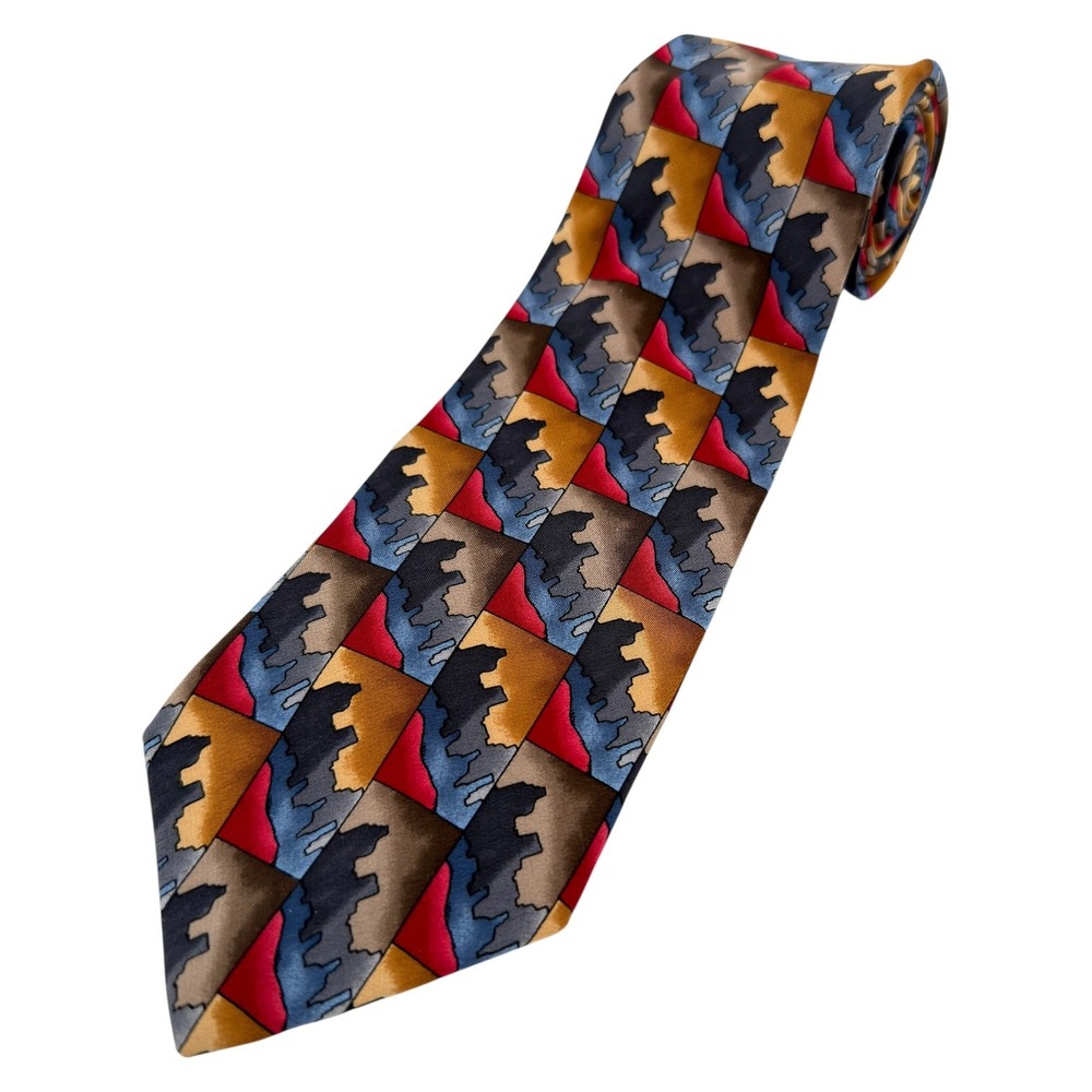 J. Garcia Dawn at the Ritz Carlton Collection Eight Silk Tie Red Blue Gold USA